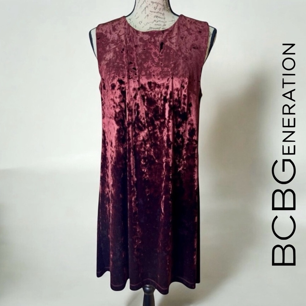 BCBGeneration | Burgundy Velvet Dress Size Medium - Picture 4 of 16